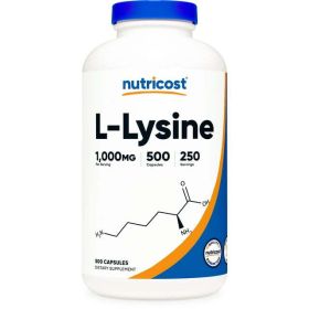 Nutricost L-Lysine 1000mg, 500 Capsules - 500mg Per Capsule, Health Supplement